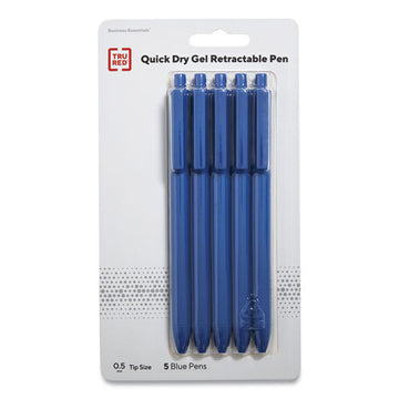TRU RED™ Quick Dry Gel Pen, Retractable, Fine 0.5 Mm, Blue Ink, Blue Barrel, 5-pack freeshipping - TVN Wholesale